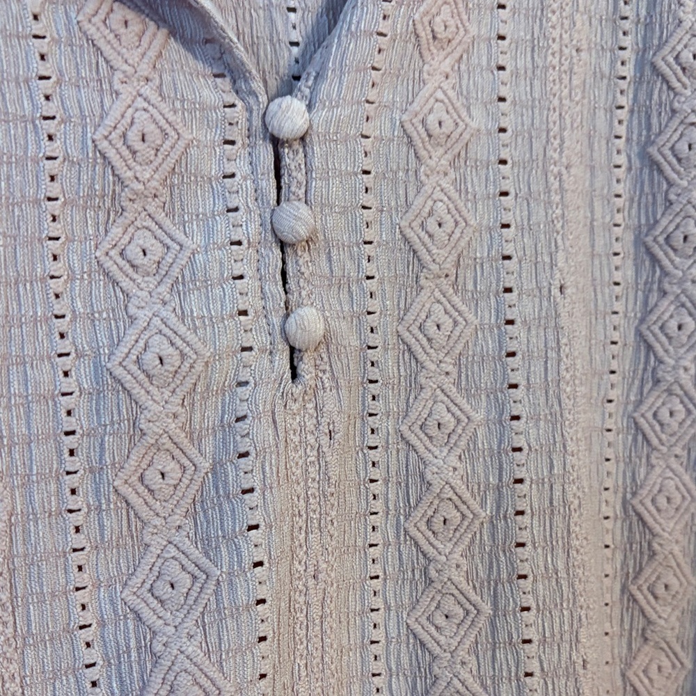 Frye Dusty Pink Textured Blouse with Button Detail & Ruffled Sleeve Size S - Picture 3 of 7
